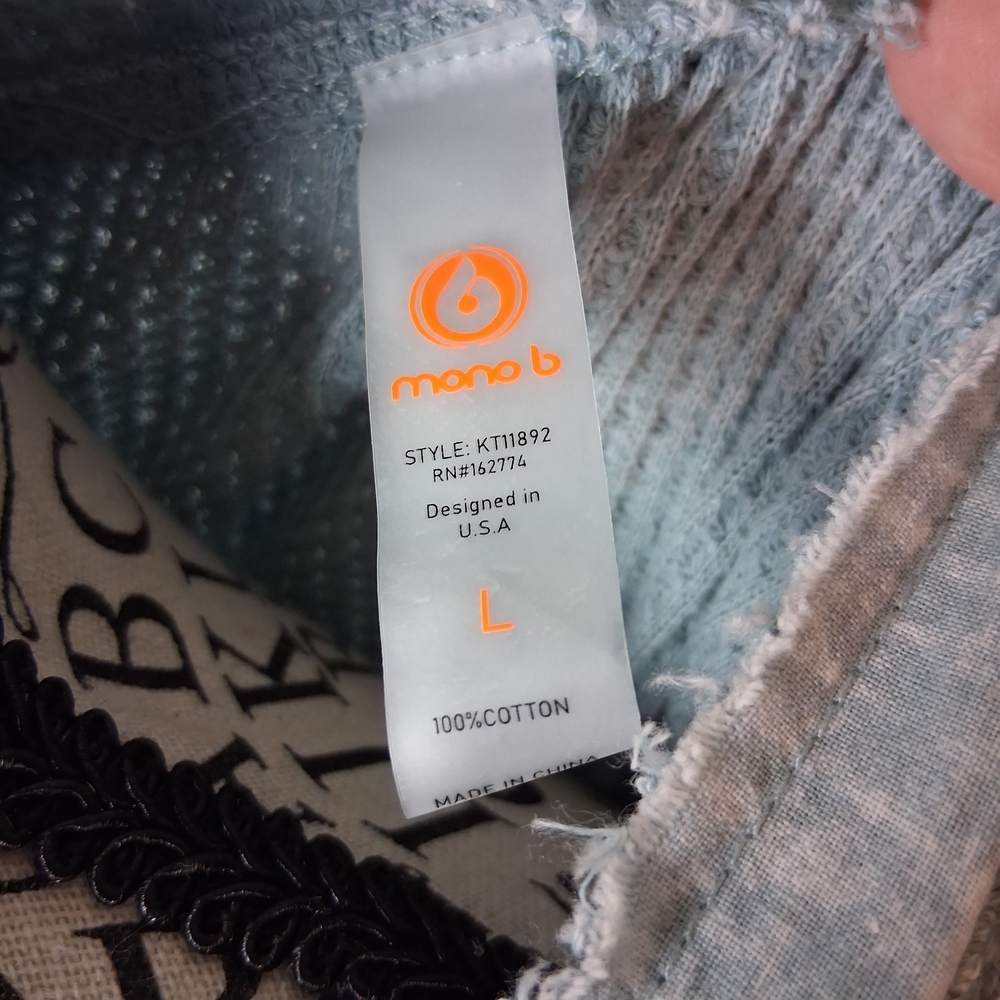 Mono B Womens Light Blue Waffle Knit Apparel Large - Picture 4 of 7